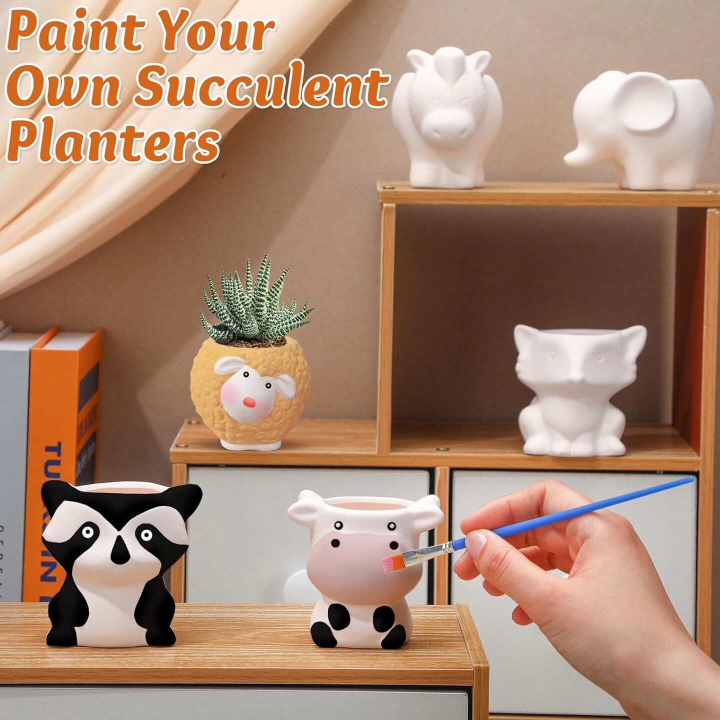 6 Sets Paint Your Own Animal Shaped Succulent Planter