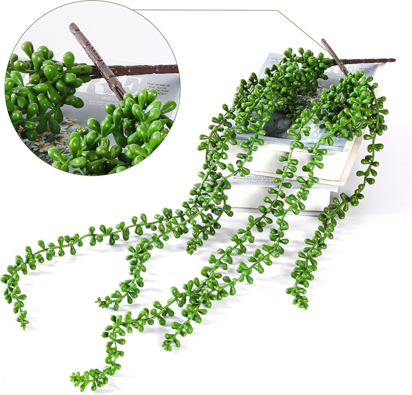 3PCS Artificial Succulents Hanging Plants (Green) 27.5"D x 5"W x 5"H