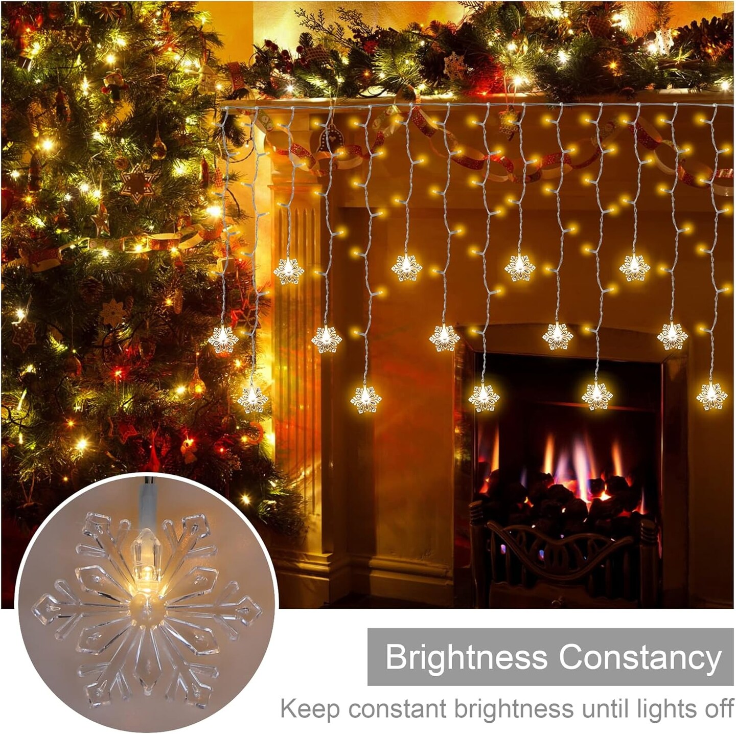 150 LED Icicle Lights with Snowflake
