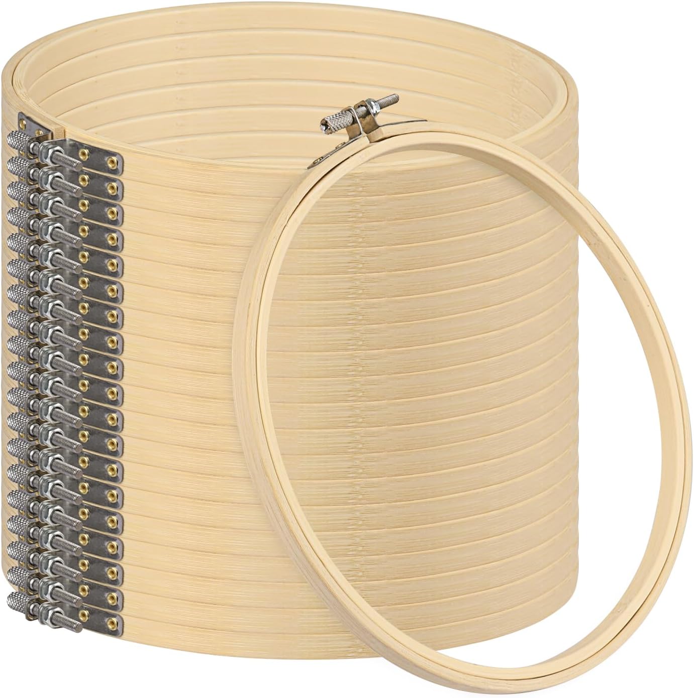 18 PCS Bamboo Embroidery Hoops Set, 8 Inch Adjustable Cross Stitch Rings