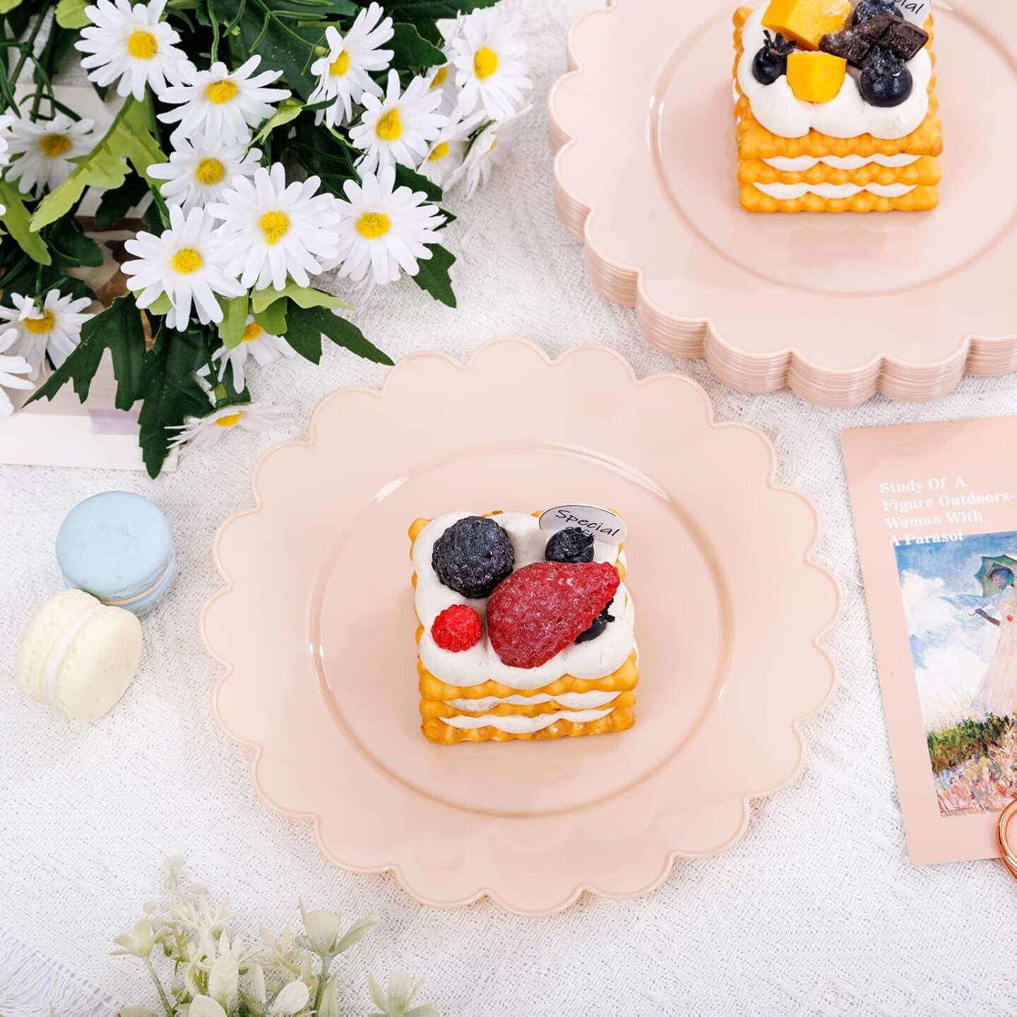 72-Count Pink Plastic Plates Disposable