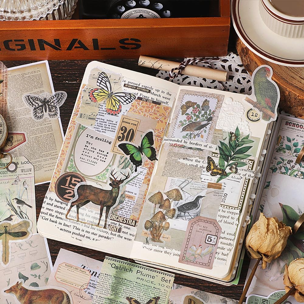 200 Scrapbook Stickers Kit & Aesthetic Journaling Paper (200)