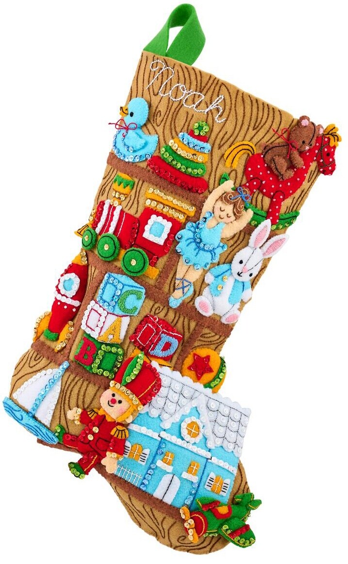 Bucilla Felt Stocking Applique Kit 18" Long-Toyland Treasures