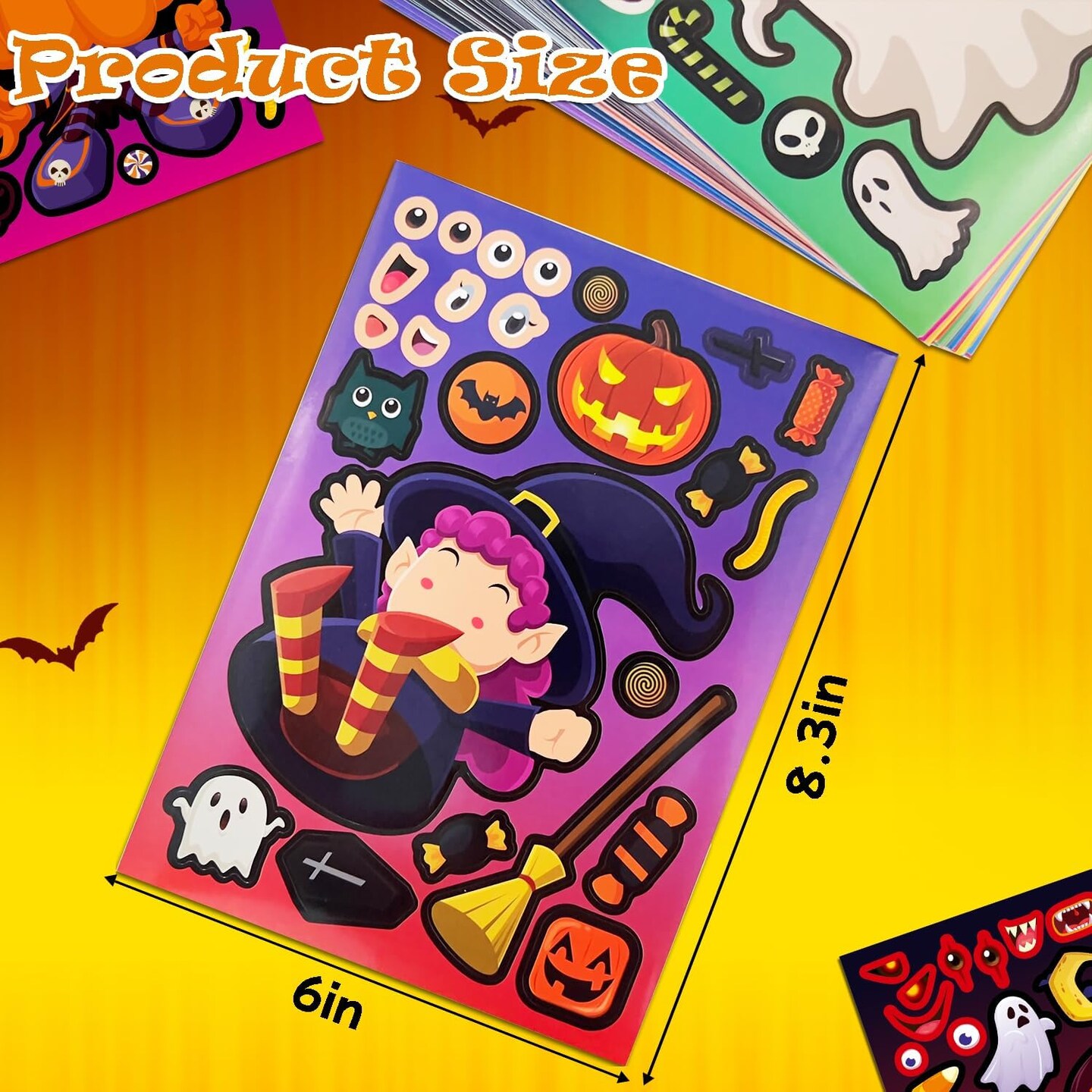 64 Sheets Halloween Party Games Stickers for Kids,16 Different Designs