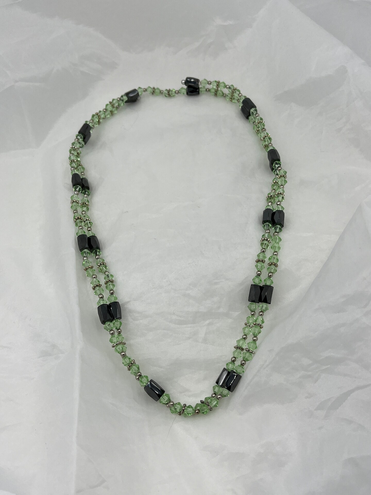 Magnetic Hematite Gemstone and Pale Green Glass Beaded Wrap Necklace or  Bracelet MakerPlace by Michaels