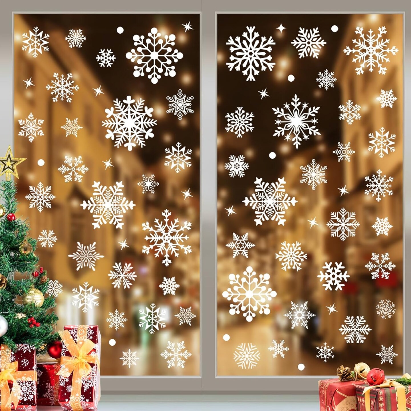 510 Pcs 10 Sheet Double-Sided Christmas Window Clings Stickers