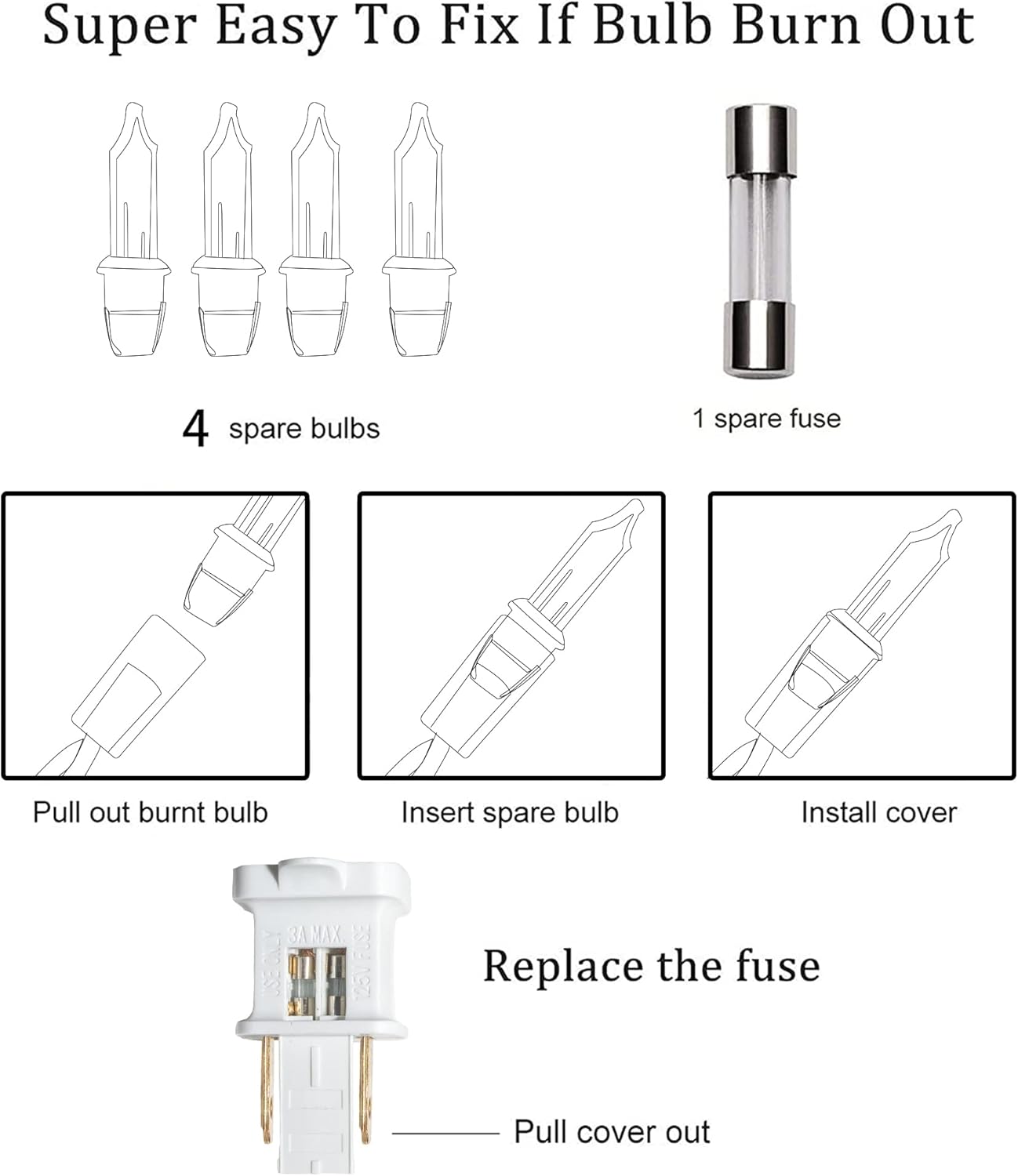 Christmas Snowflake Outdoor Lights Decor - 100 Count 8.5FT (Warm White)