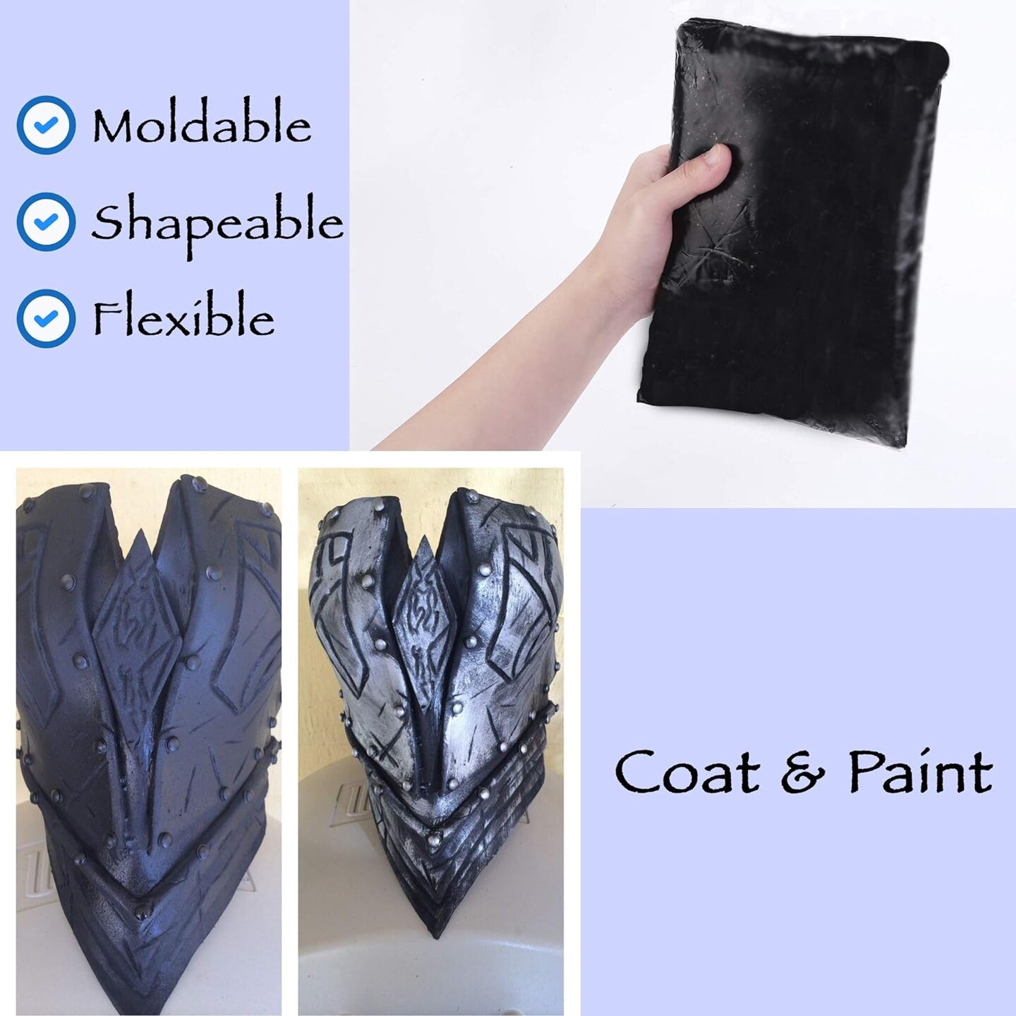 Moldable Cosplay Foam Clay (Black) &#x2013; High Density and Hiqh Quality