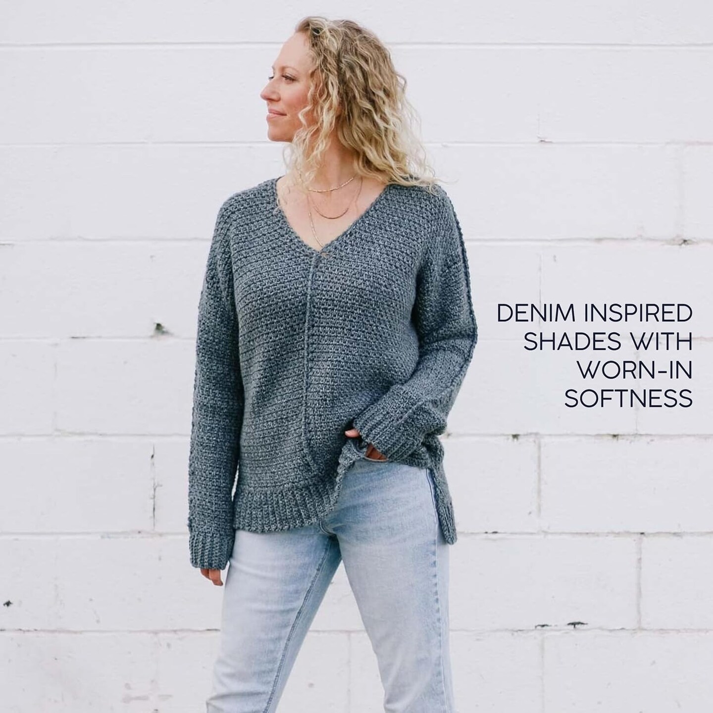 Soft Jeans Yarn for Crocheting and Knitting, Stonewash, 1 Pack