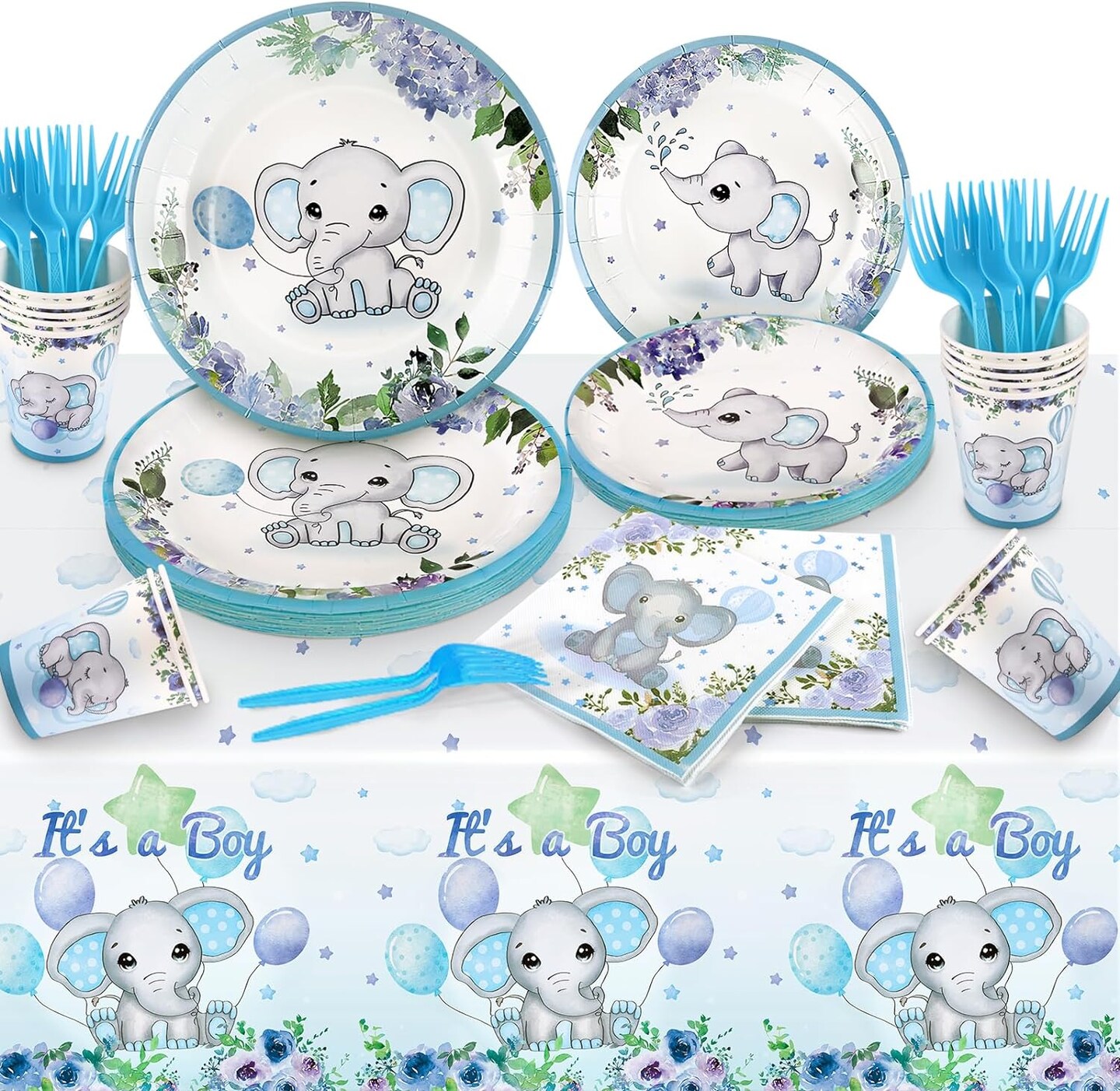 121Pcs Elephant Baby Shower Decorations Baby Shower Decorations,24 Guests