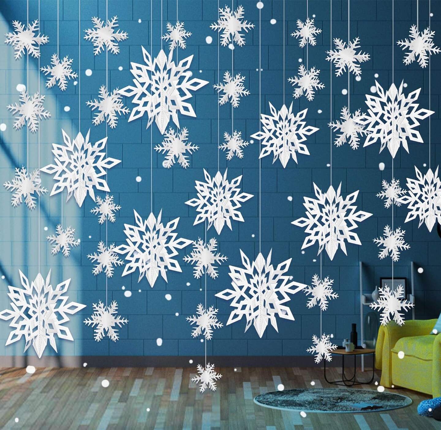 24PCS Snowflake Garland Christmas Decorations (Antique White 24)