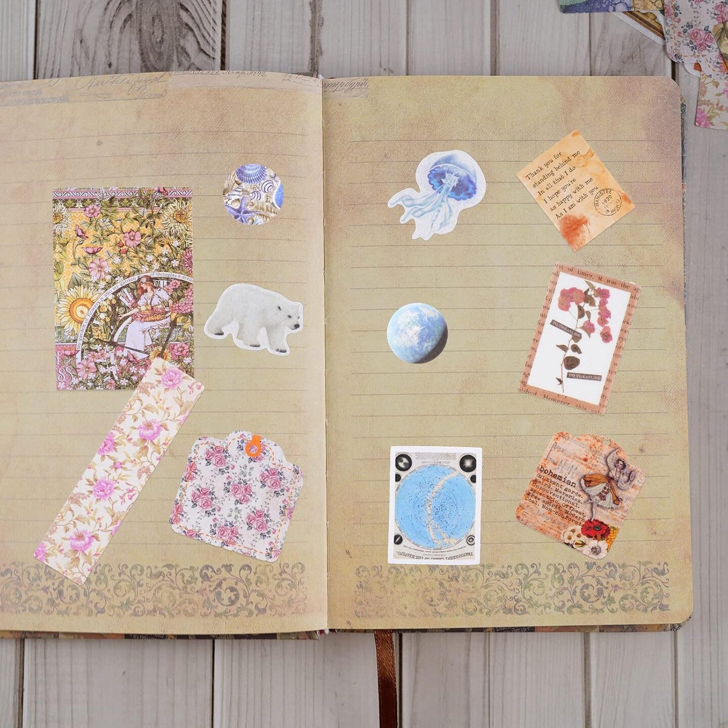 400 Pieces Vintage Scrapbook Stickers - Retro