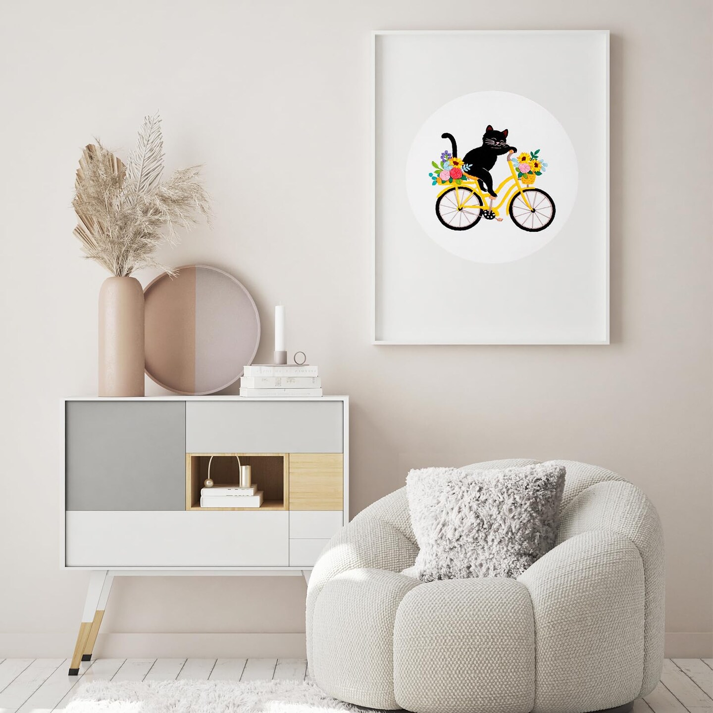 Louise Maelys Cute Cat Embroidery Kits for Beginners with Flower Bike Pattern,Adults Starter Cross Stitch Kit DIY Needlepoint