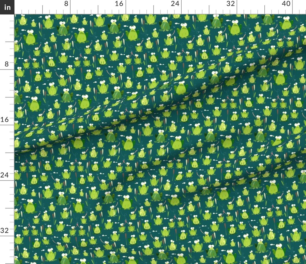 Various Fabrics by the Yard or Fat Quarter Frog Toad Croak Teal Green Nature Amphibian Boys Kids Custom Printed Fabric by Spoonflower