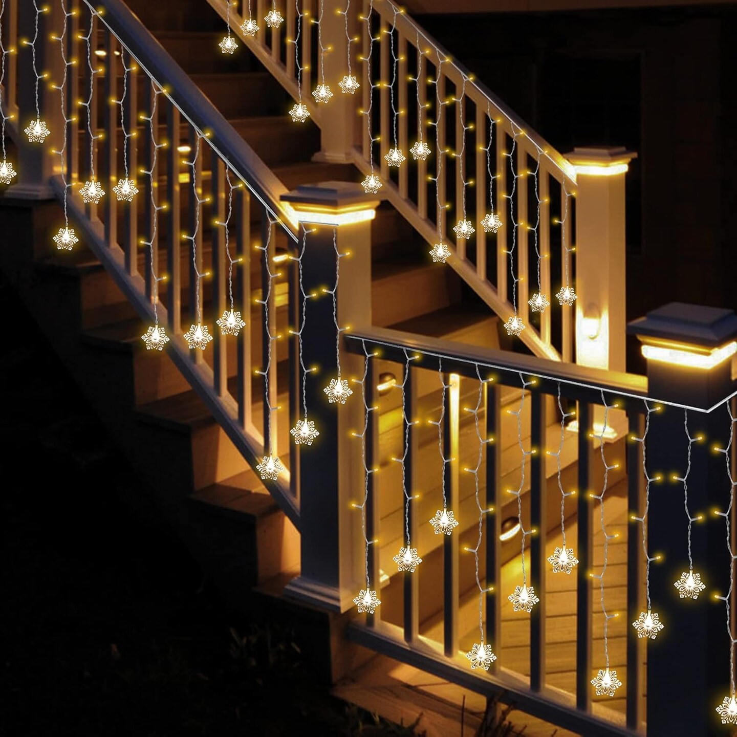 150 LED Icicle Lights with Snowflake