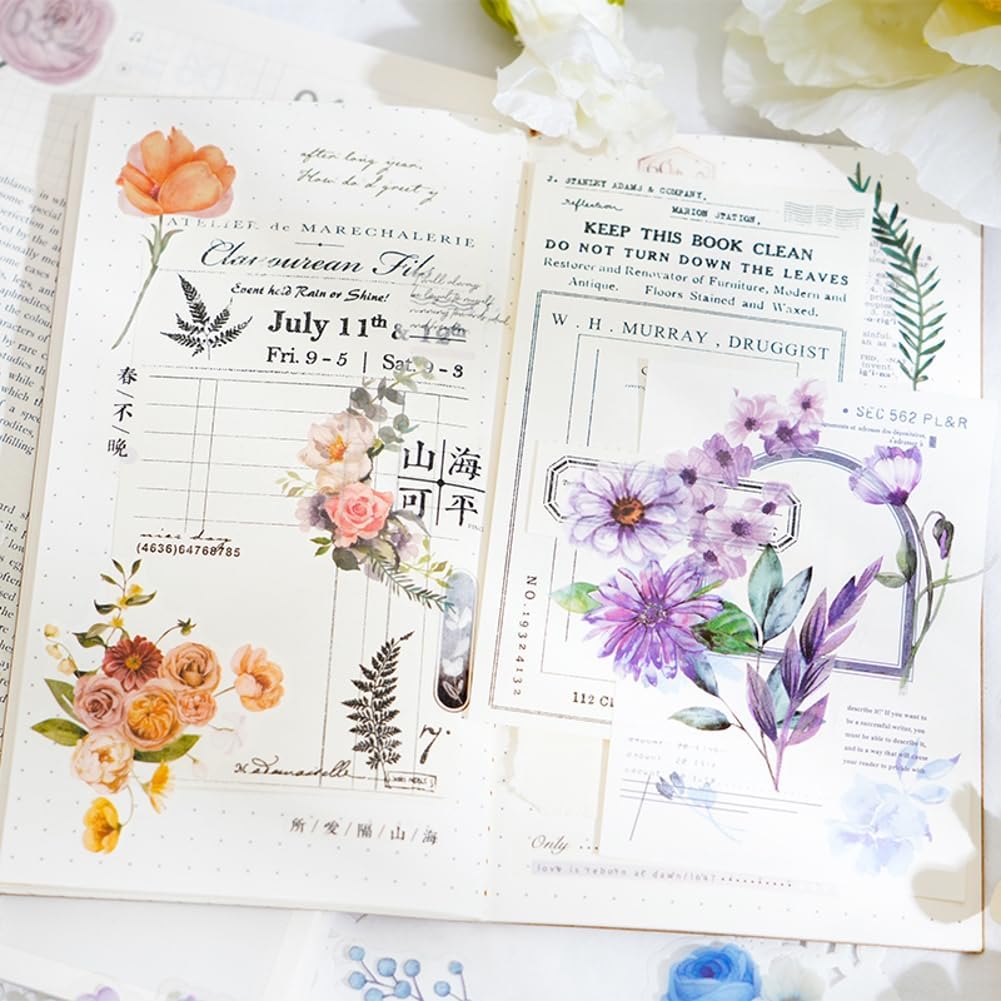 100 Pcs Autumn Flower Stickers for Scrapbooking(Autumn)