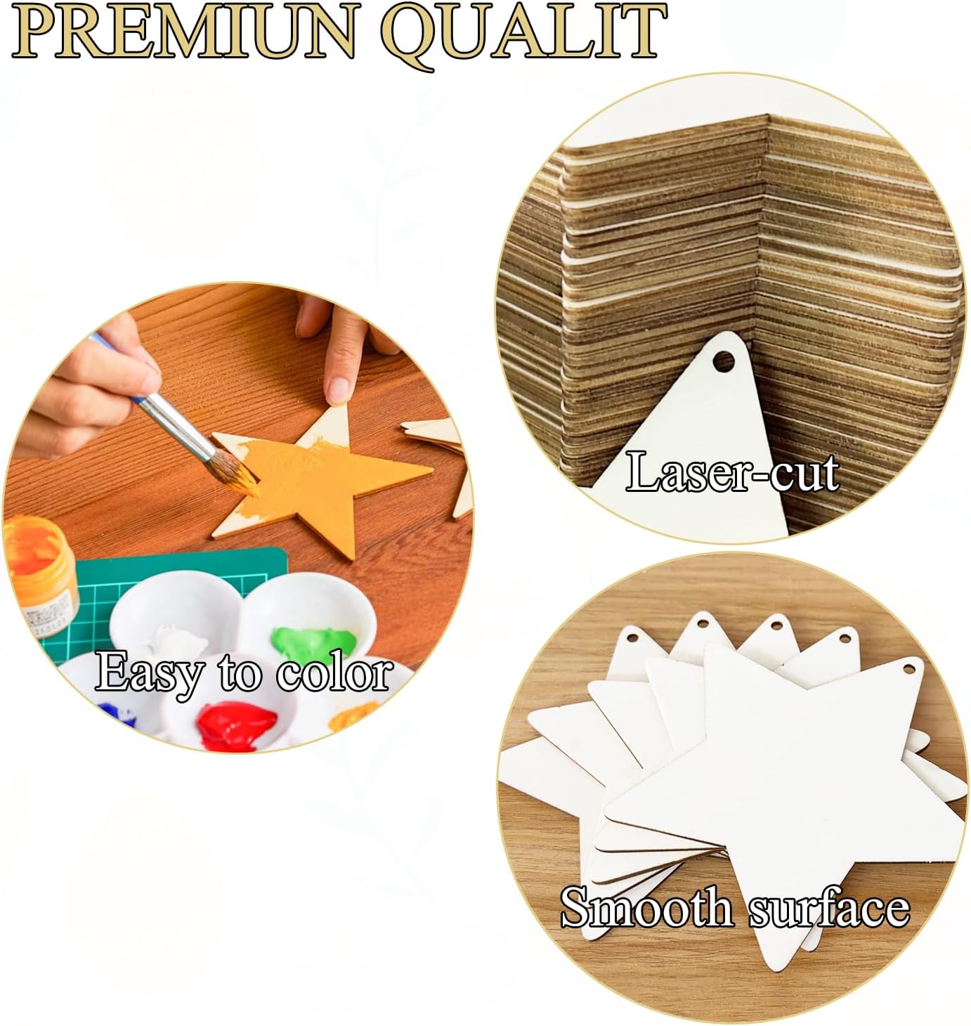 Wooden Stars for Crafts - Wood Stars for 4th of July Unfinished Wooden Ornaments