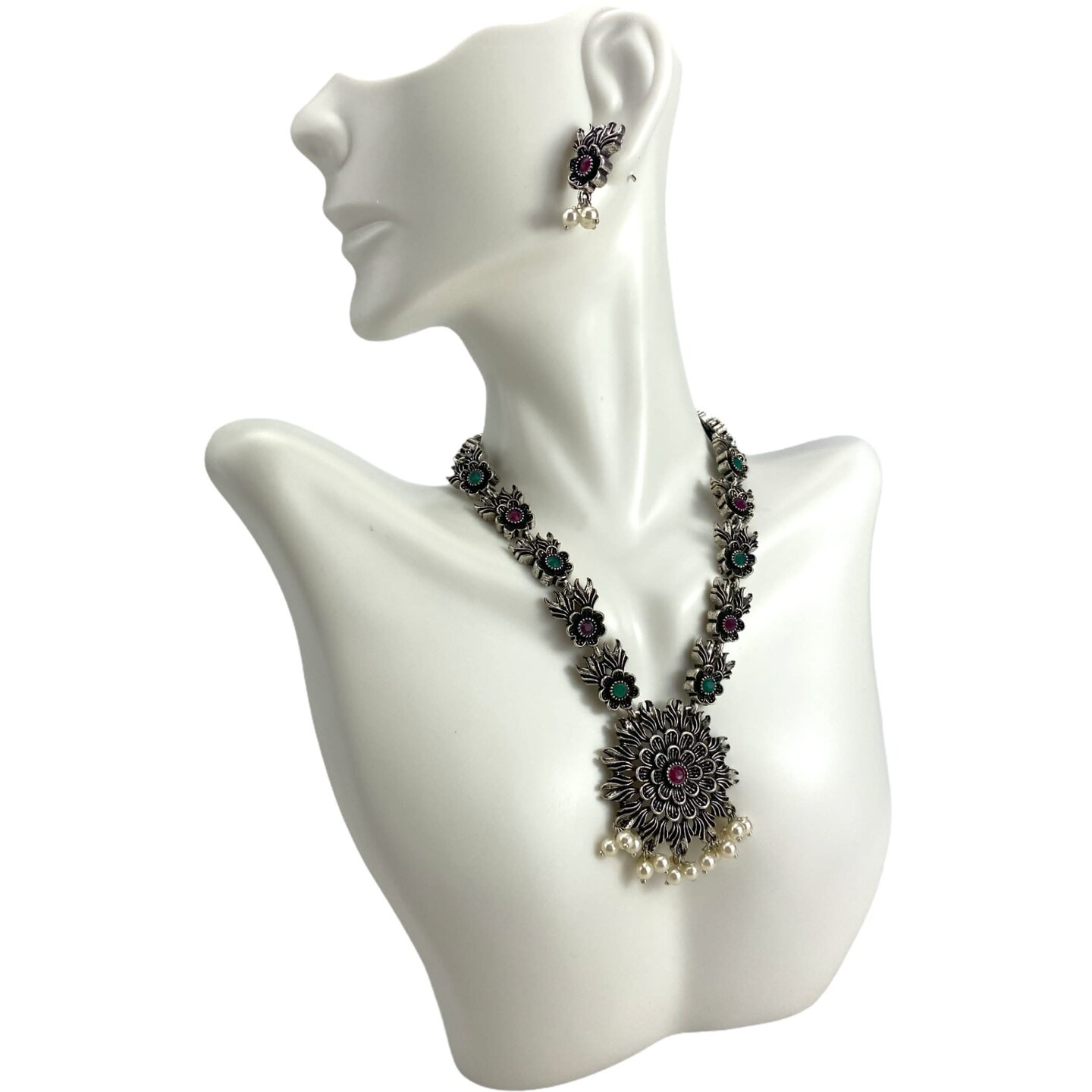 Indian Oxidized Jewelry Boho Tribal Indian Necklace Bohemian Jewelry Afghani Indian Party Ethnic Necklace Earrings Set Gypsy Necklace Jewellery Set Women