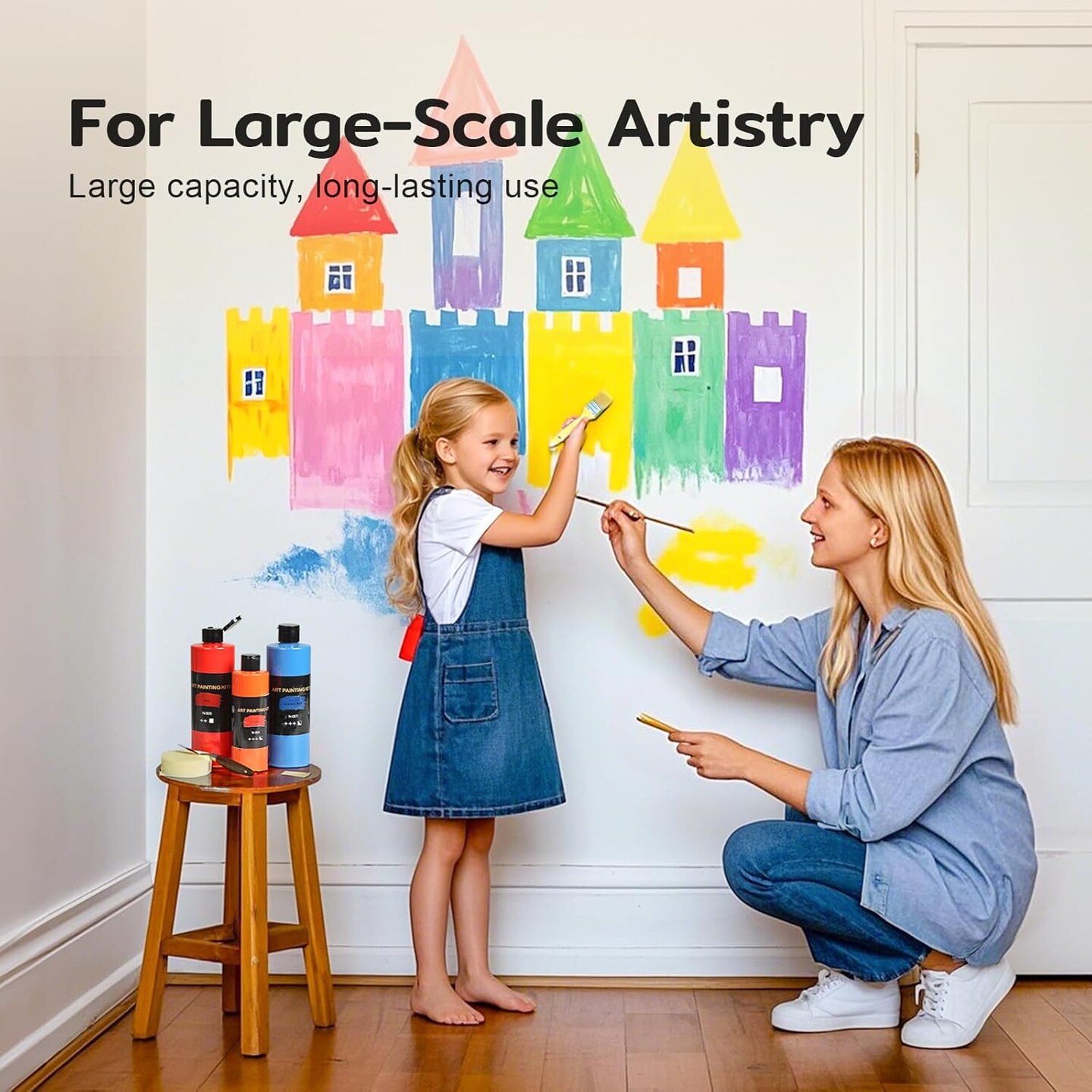 12 Colors Large Bulk Acrylic Paint Set (500 ml/16.9 oz Extra Large Bottles)