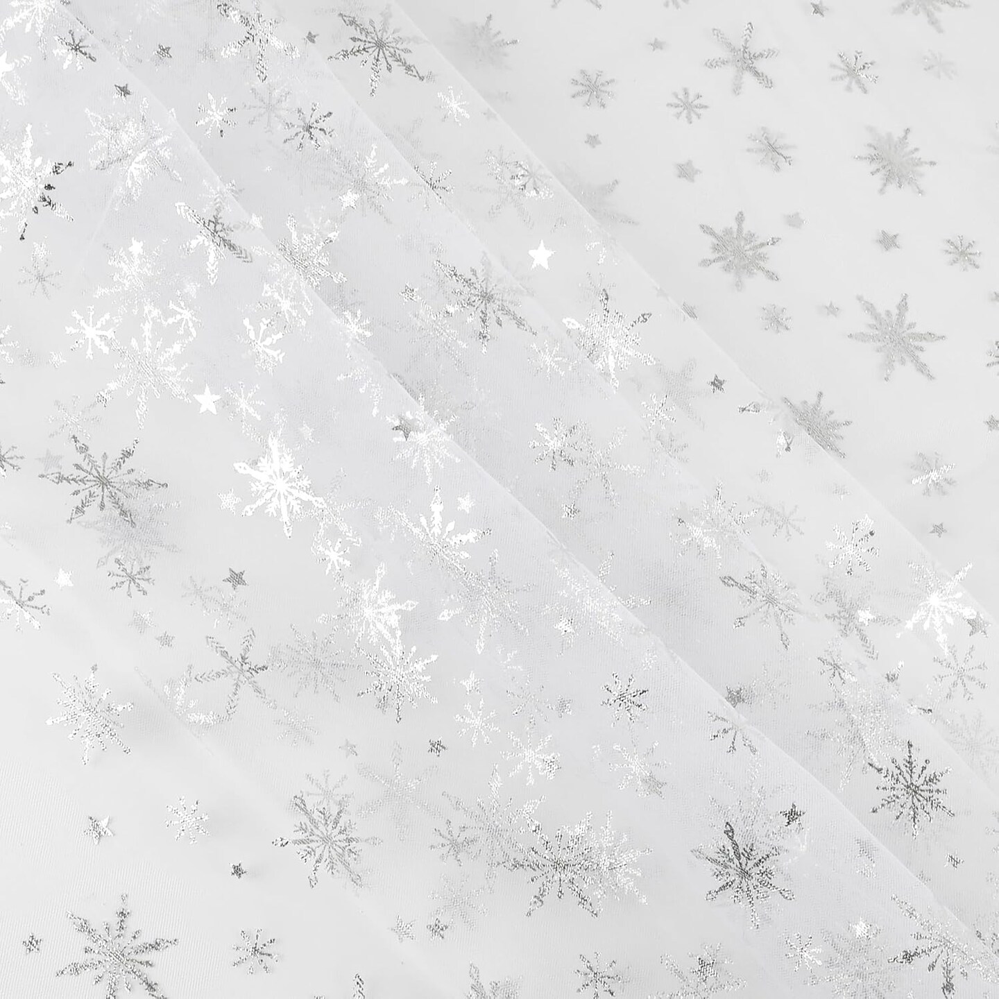Sheer Snowflake Organza Fabric White Foil Fabric Table Cover