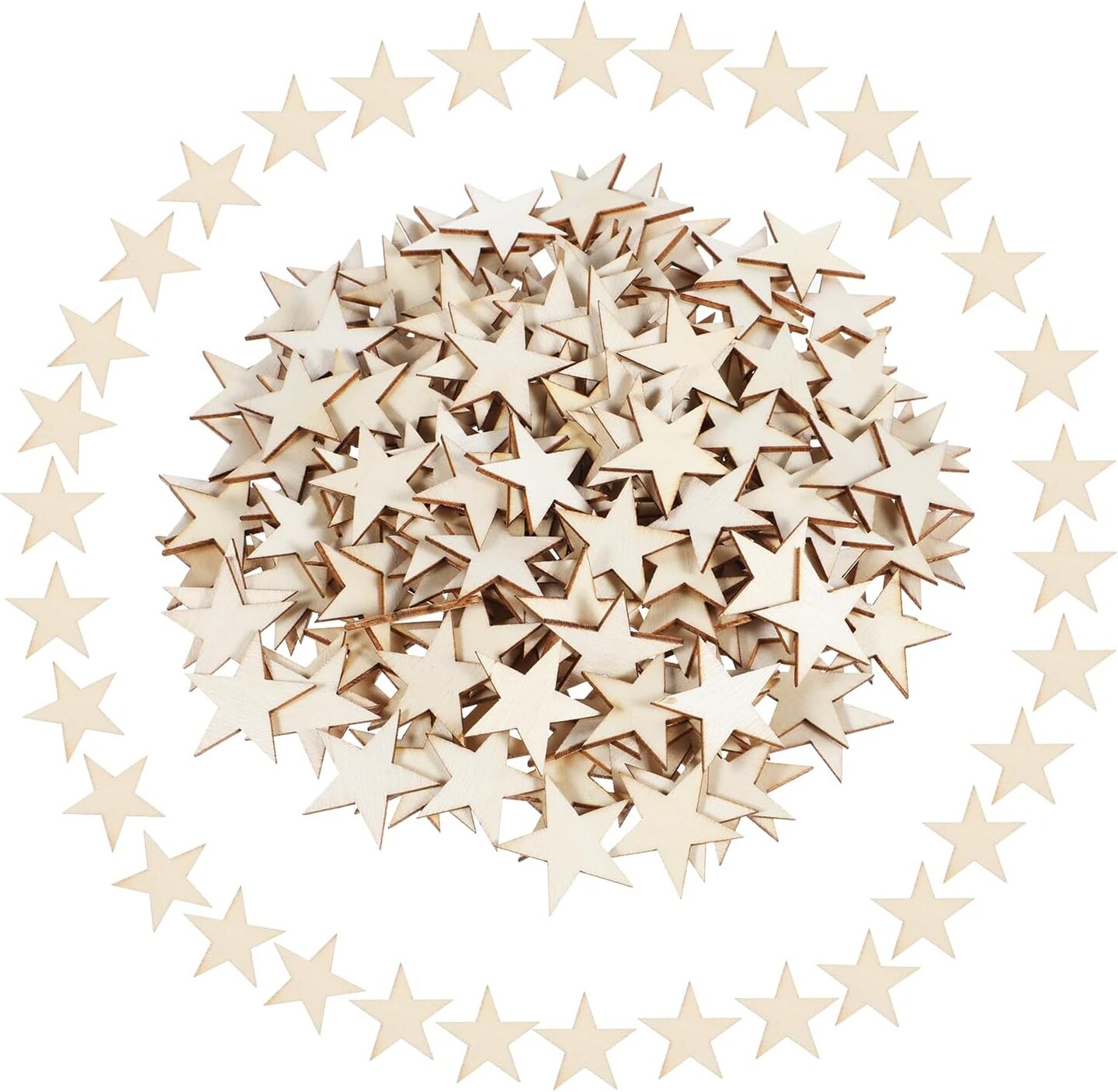 200 PCS Small Wooden Stars for Crafts - Craft Stars Unfinished Wooden Star