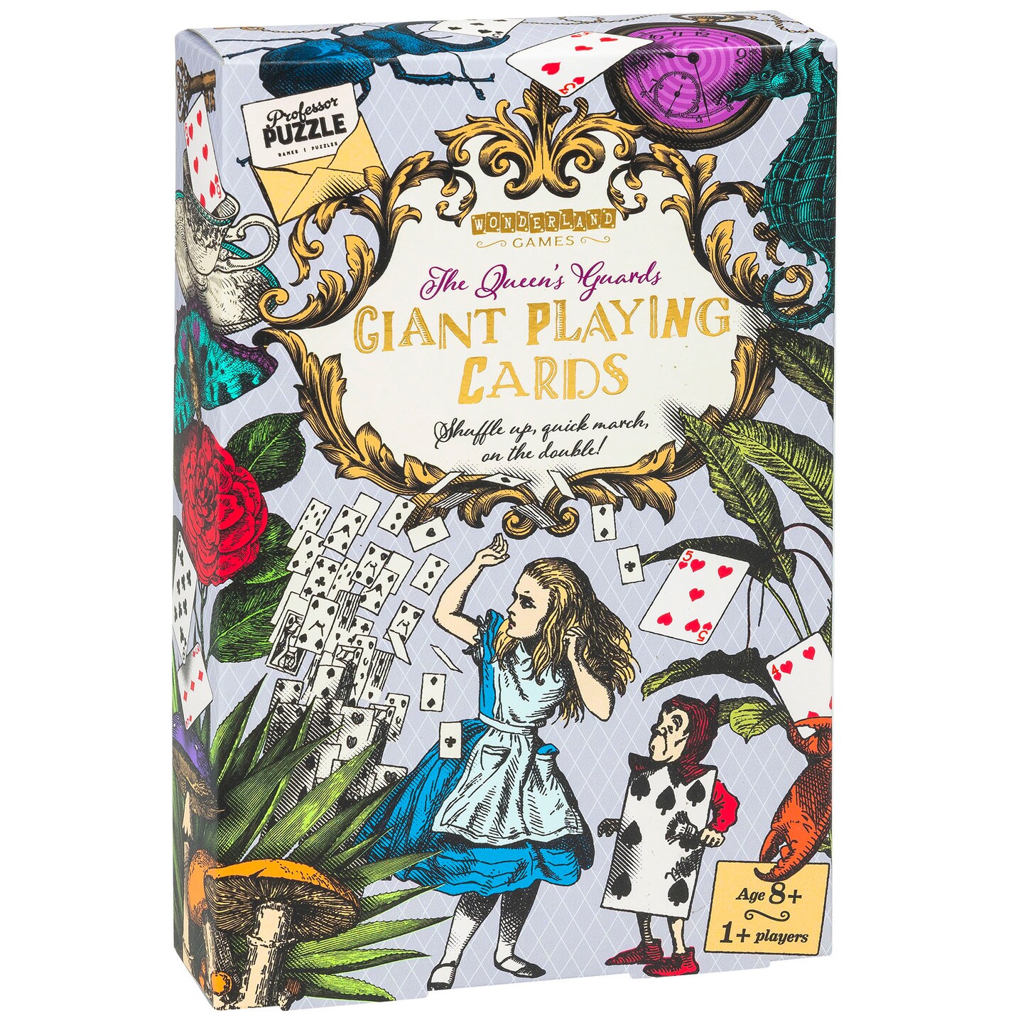 Professor Puzzle: The Queen&#x27;s Guards Giant Playing Cards - Instruction Booklet For 16 Games, 54 XL Alice In Wonderland Cards, Kids 6+, 1+ Players