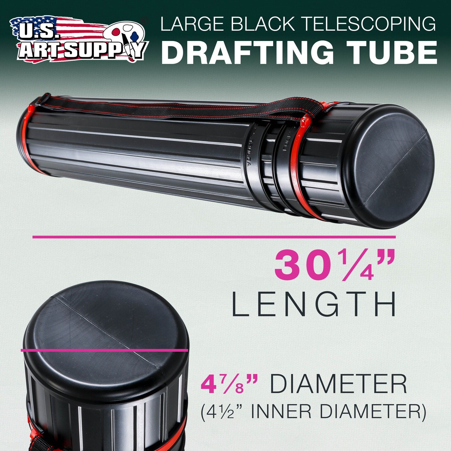 Large Poster Tube - Telescoping Adjustable 30-1/4&#x22; to 47-3/4&#x22; - Durable 4-7/8&#x22; Diameter Storage Tube - Art Poster Carrier Holder &#x26; Blueprint Storage Drafting Tube Travel &#x26; Protection