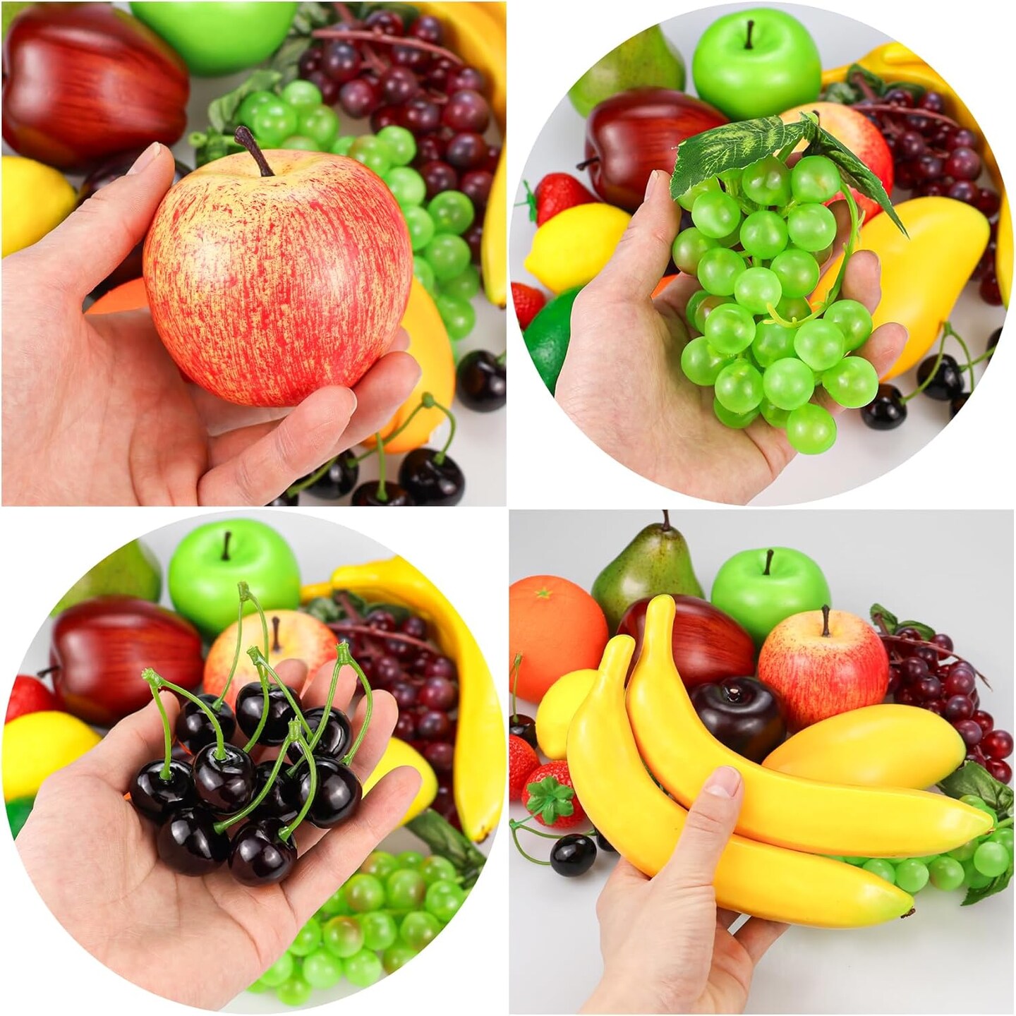 20 Pieces Fake Fruit, Artificial Fruit Decor That Look Real, Faux Fruit for Decoration Party Kitchen Table Centerpiece, Photography Props Fruits Display, Fake Apples, Grapes, Lemon, Oranges
