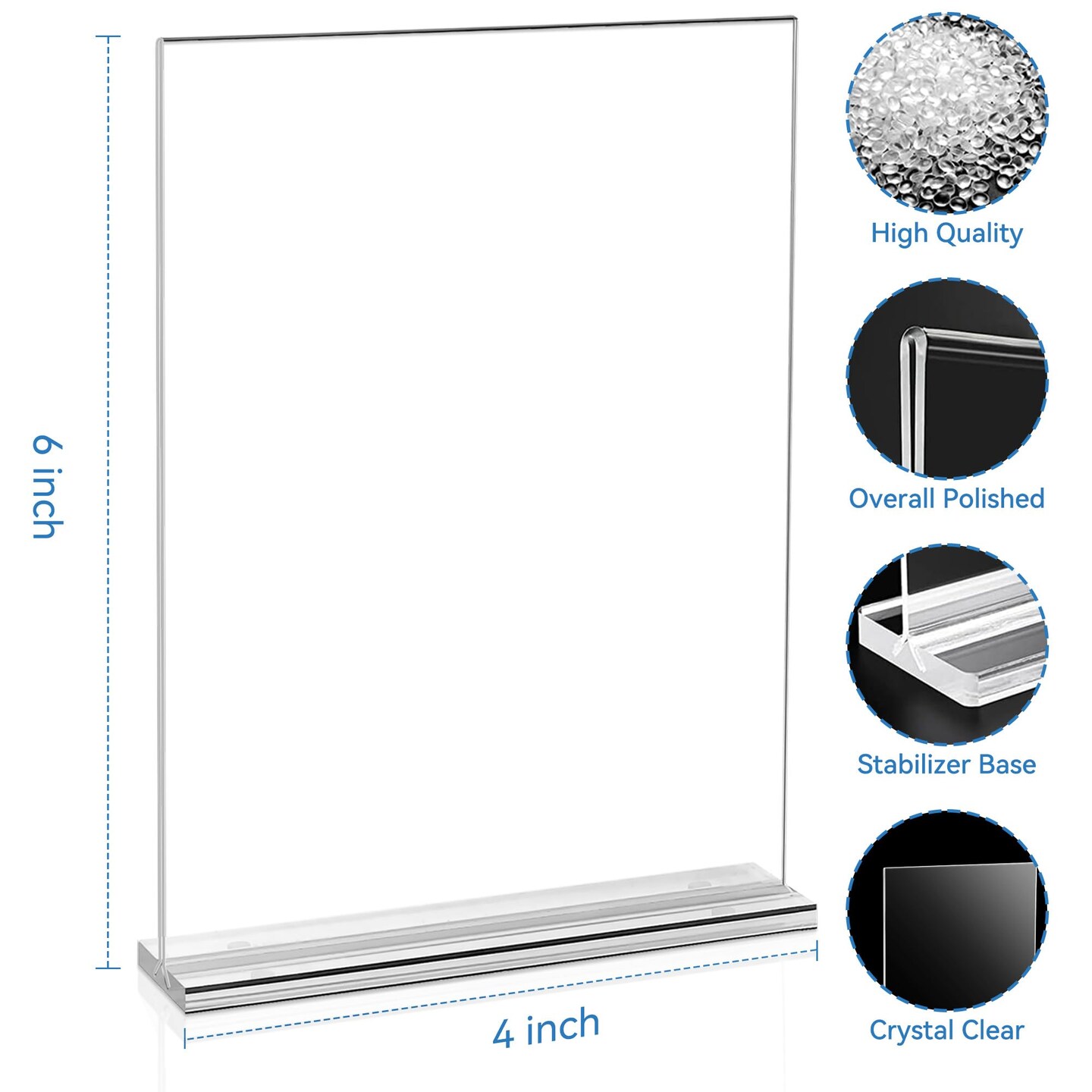 10 Pack Acrylic Sign Holder 4x6, Double-Sided Stand up Table Top Sign Holders, Clear Acrylic Picture Frame Paper Holder Display Stand for Office Business Store Wedding Party