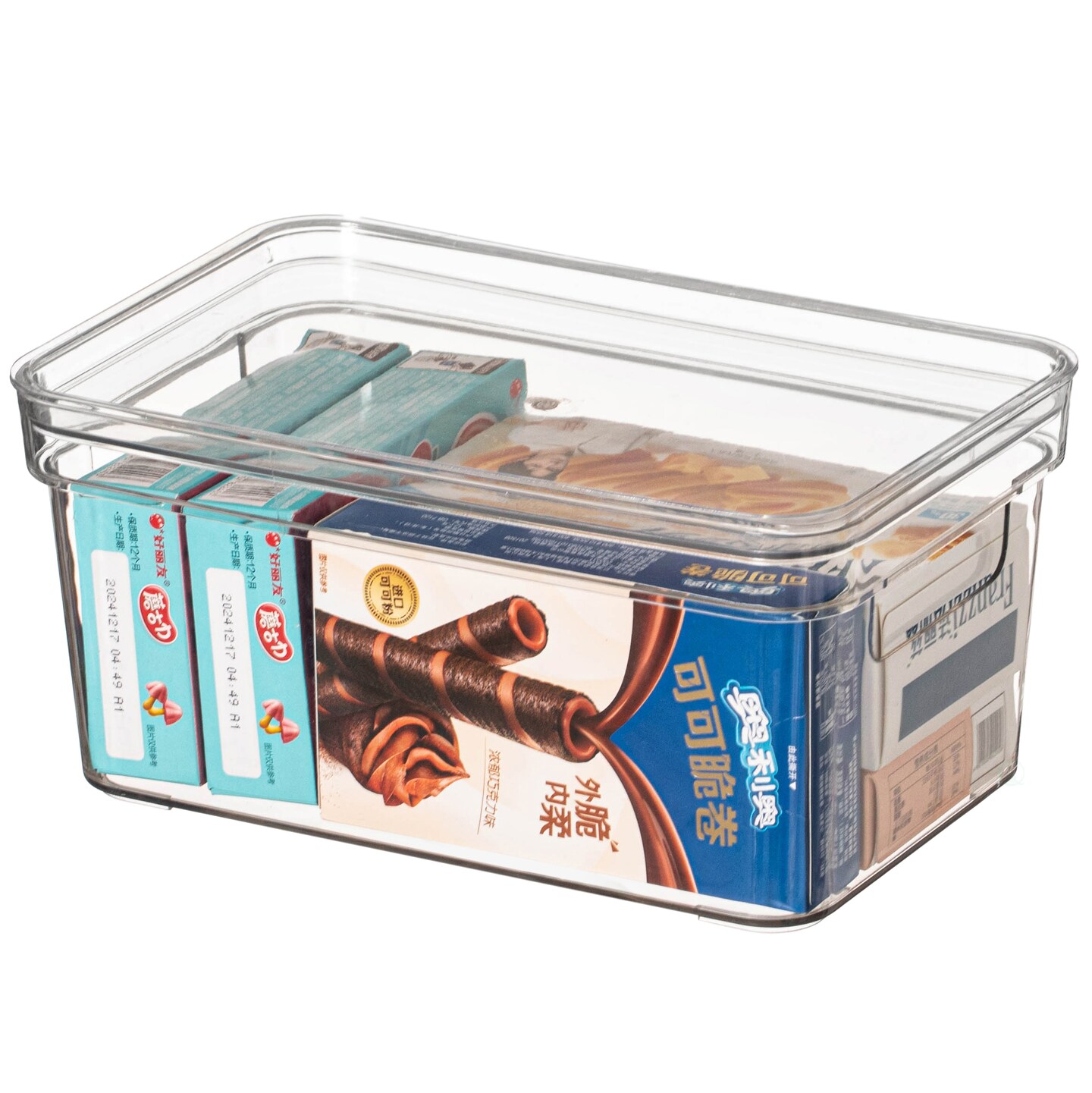 Basicwise Clear Storage Container with Lid For Kitchen Pantry Cabinet & Fridge Storage For Organizing Snacks Produce Supplies Or Essentials Durable Bin For Home Dorm Apartment Or Office Use