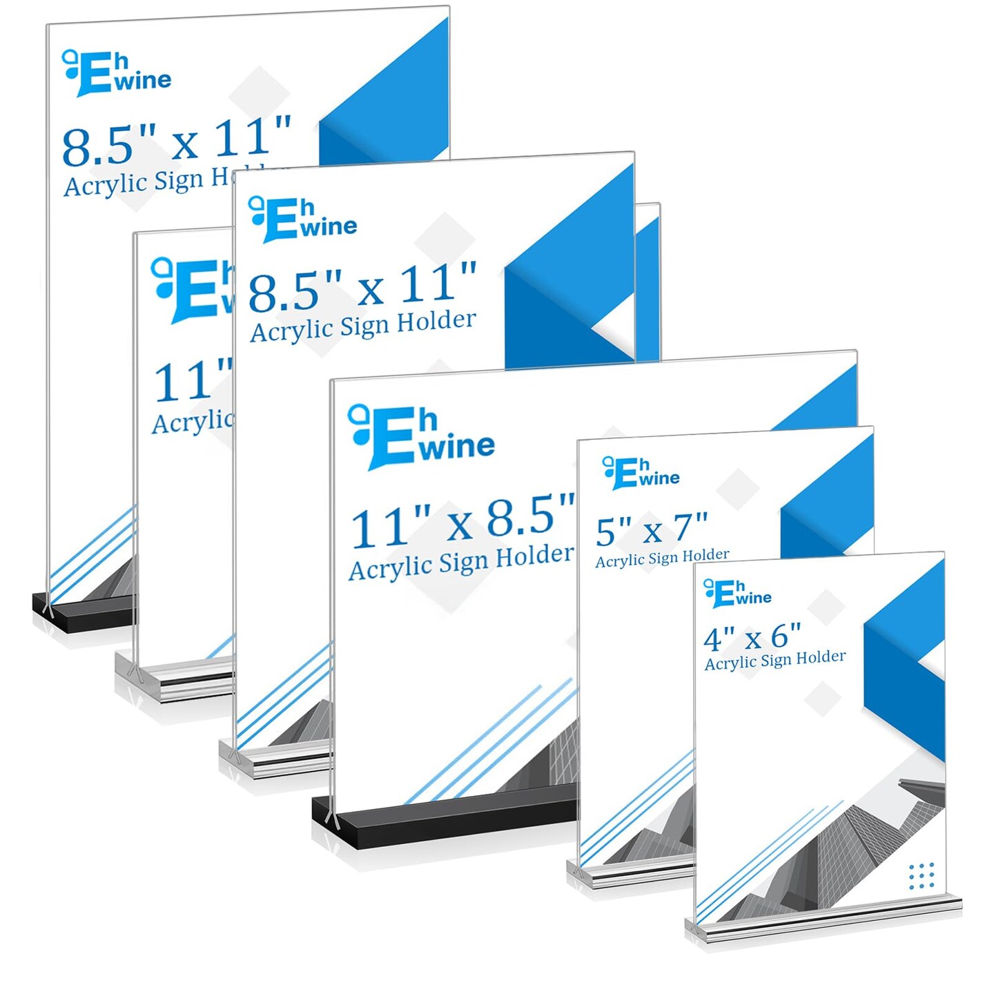10 Pack Acrylic Sign Holder 4x6, Double-Sided Stand up Table Top Sign Holders, Clear Acrylic Picture Frame Paper Holder Display Stand for Office Business Store Wedding Party