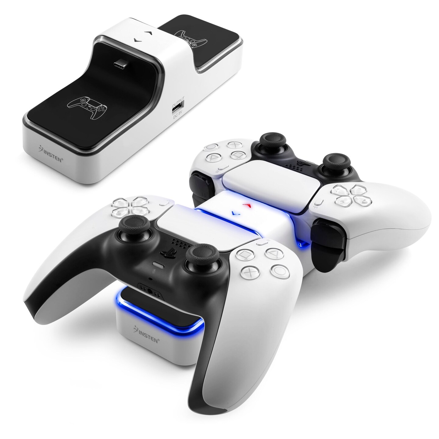 Controller Charger Compatible with PS5 – Dual Charging Station Dock with LED Indicator Light, Intended for PlayStation 5 Controller Accessories (White)