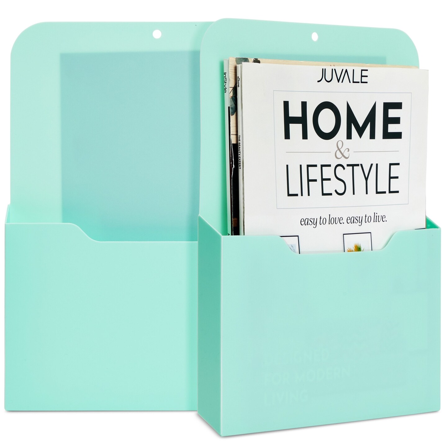 2 Pack Mint Magnetic File Holder, Wall File Folder Organizer for Refrigerator, Cabinets, Magazines, Mail, Paper, Letters, Office Supplies (10 x 13 In)