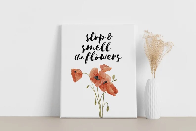 絵画 STOP TO SMELL THE FLOWERS NO. 1 Stop and Smell the Flowers — Spring Summer Home Decor, Watercolor
