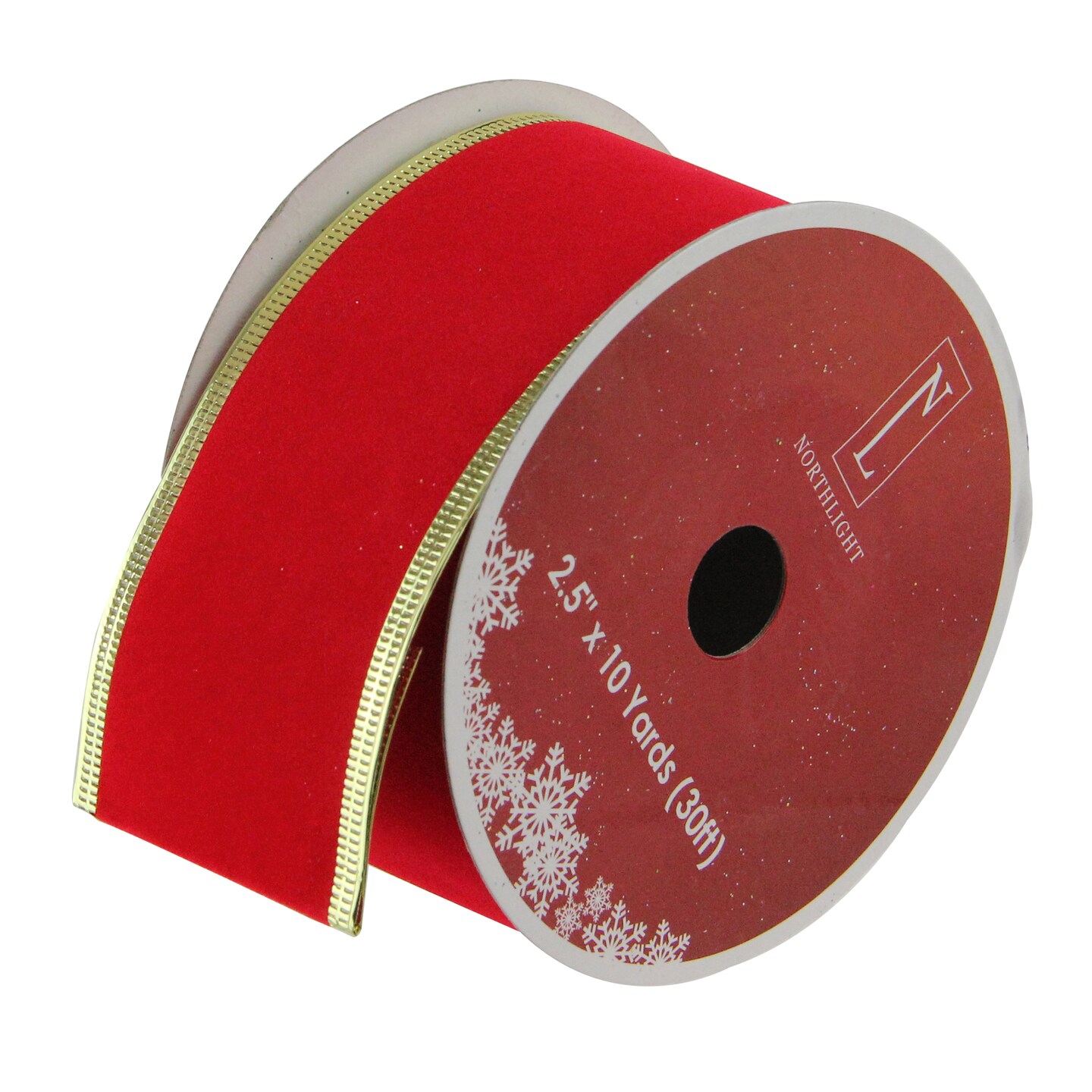 Northlight Pack of 12 Solid Bright Red Gold Wired Christmas Craft Ribbon Spools - 2.5&#x22; x 120 Yards