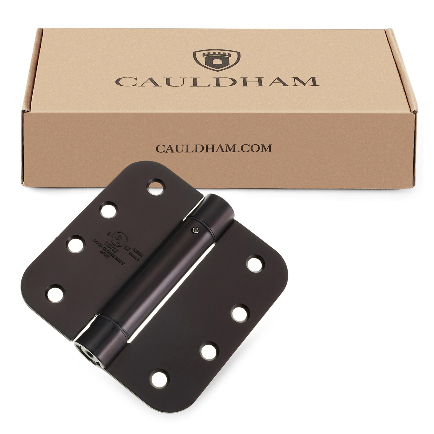 Cauldham (2 Pack) Heavy-Duty 4" Self-closing Spring Door Hinge with 5/8" Radius Corners, UL Listed