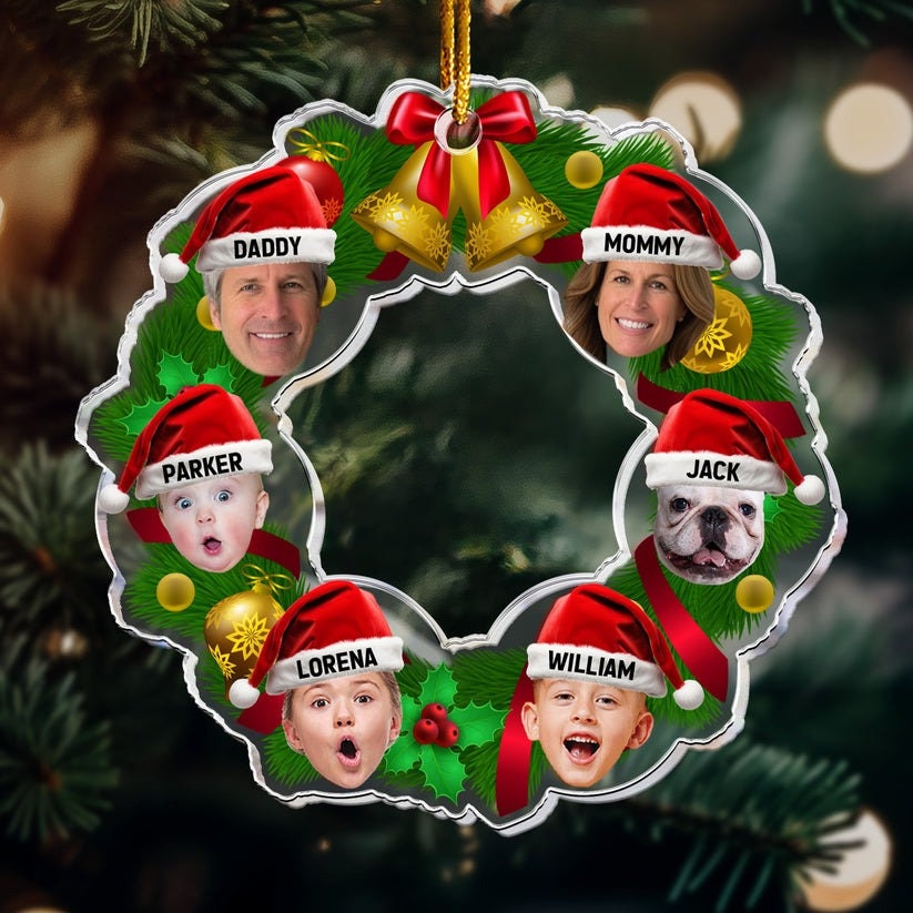Personalized family christmas ornaments with 2 dogs