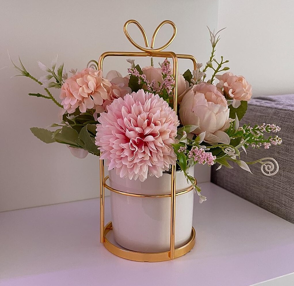 Fake Artificial Flowers in Vase Faux Peony Silk Hydrangea Flower Centerpieces D&#xE9;cor for Wedding Table Decoration