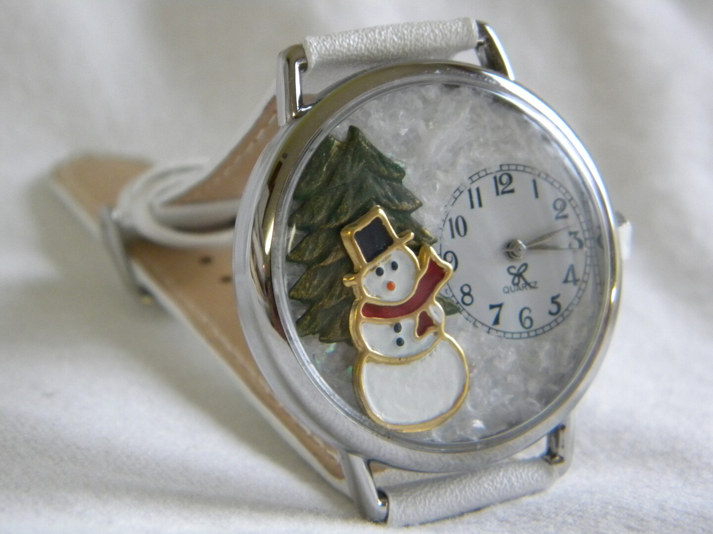 Snowman Watch with Evergreen Tree and Snowy Background  display picture 1