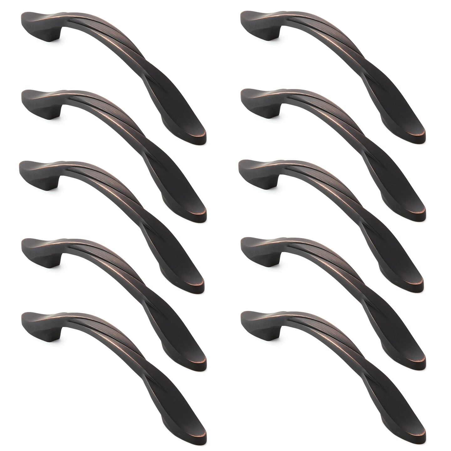 Cauldham Pack Solid Braided Kitchen Cabinet Pulls Handles (5" Hole Centers) - Drawer/Door Hardware - Style M260 - Oil Rubbed Bronze
