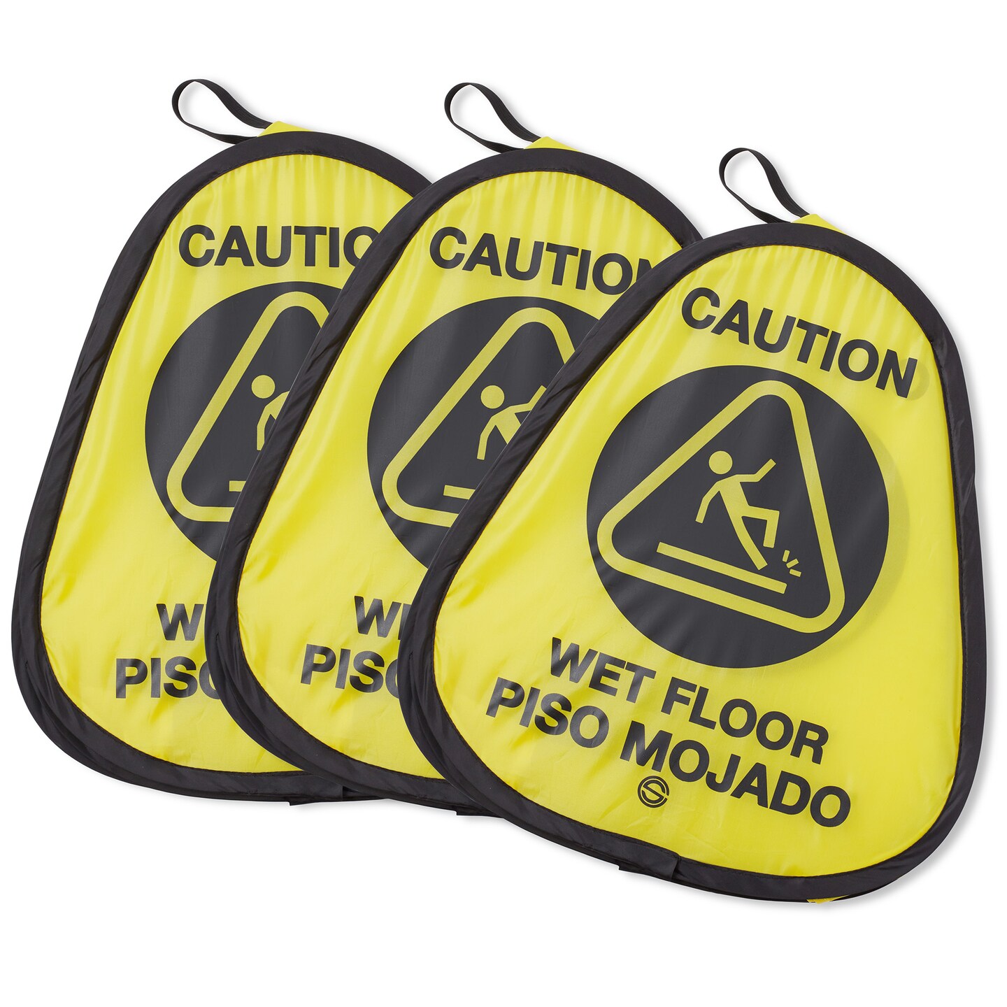 Dryser 3-Pack 16&#x22; Pop-up Caution Wet Floor Signs -&#xA0;Yellow&#xA0;4-Sided English/Spanish Warnings