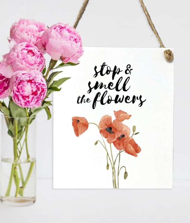 Stop and Smell the Flowers — Spring Summer Home Decor, Watercolor