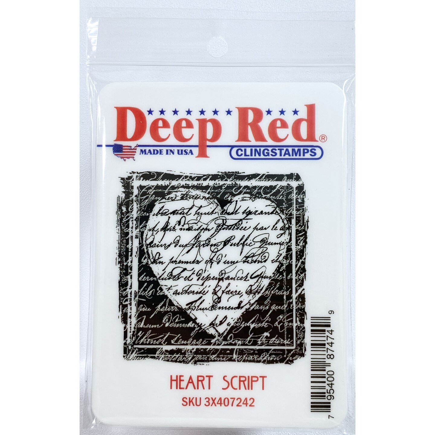 Deep Red Stamps Heart Script Rubber Cling Stamp