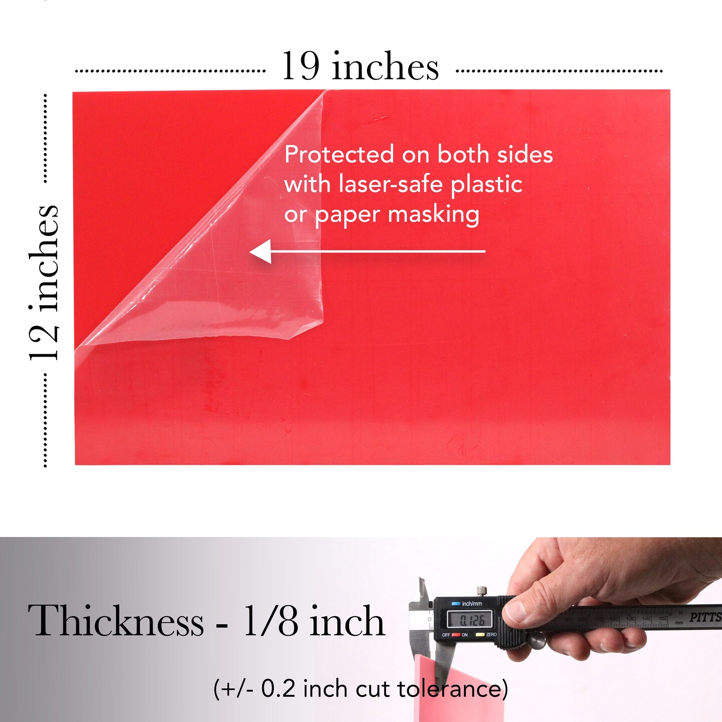 Cast Acrylic in a Variety of Solid Opaque Colors, 2.6mm (1/8th Inch), CO2 Laser & Glowforge Performance Series Ready, Craft Closet Brand, 12x12, 12x19, 12x6,