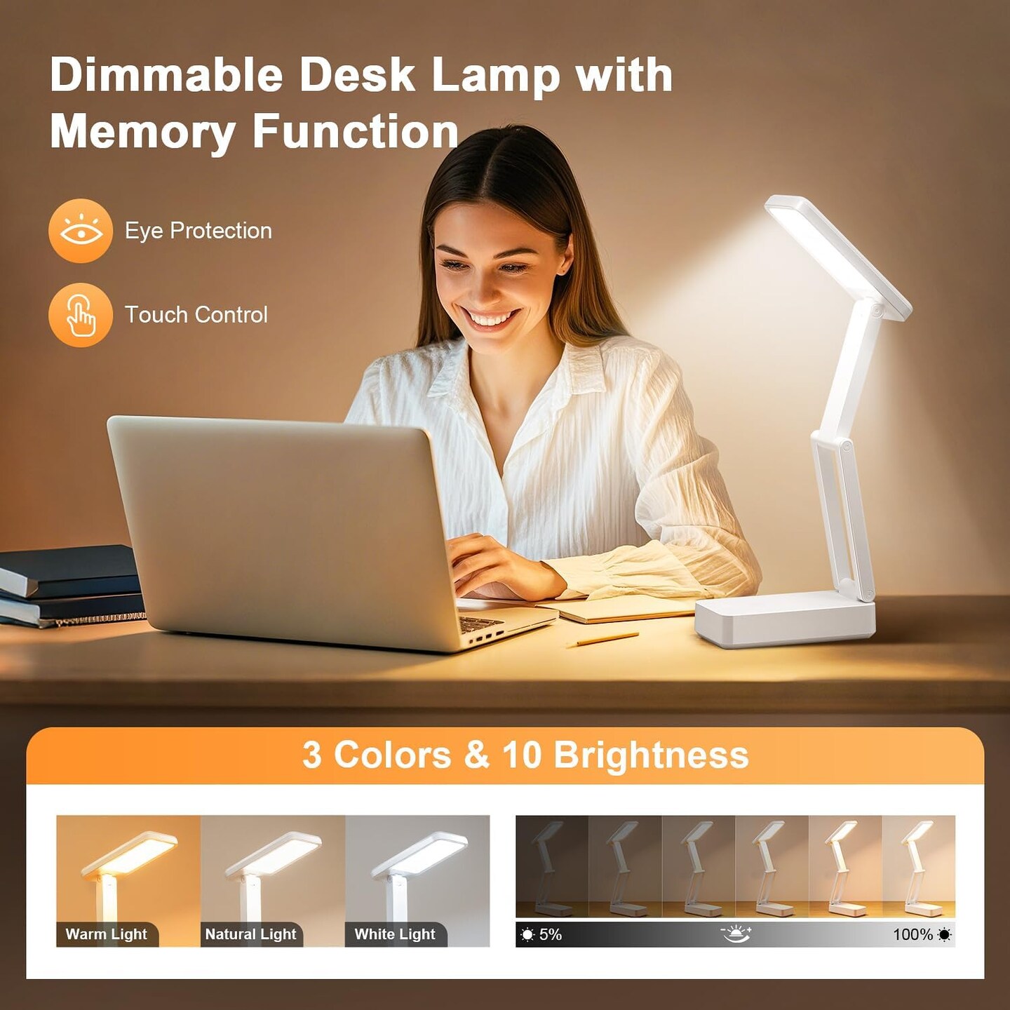 Rechargeable Lamps Cordless Lamps,6000mAh Small Battery Operated Lamp,3 Colors+Dimmable Desk Light,Small Desk Lamp with USB Charging Port+Timer,Battery Operated Lights,Wireless Lamp &#x26; Portable Light