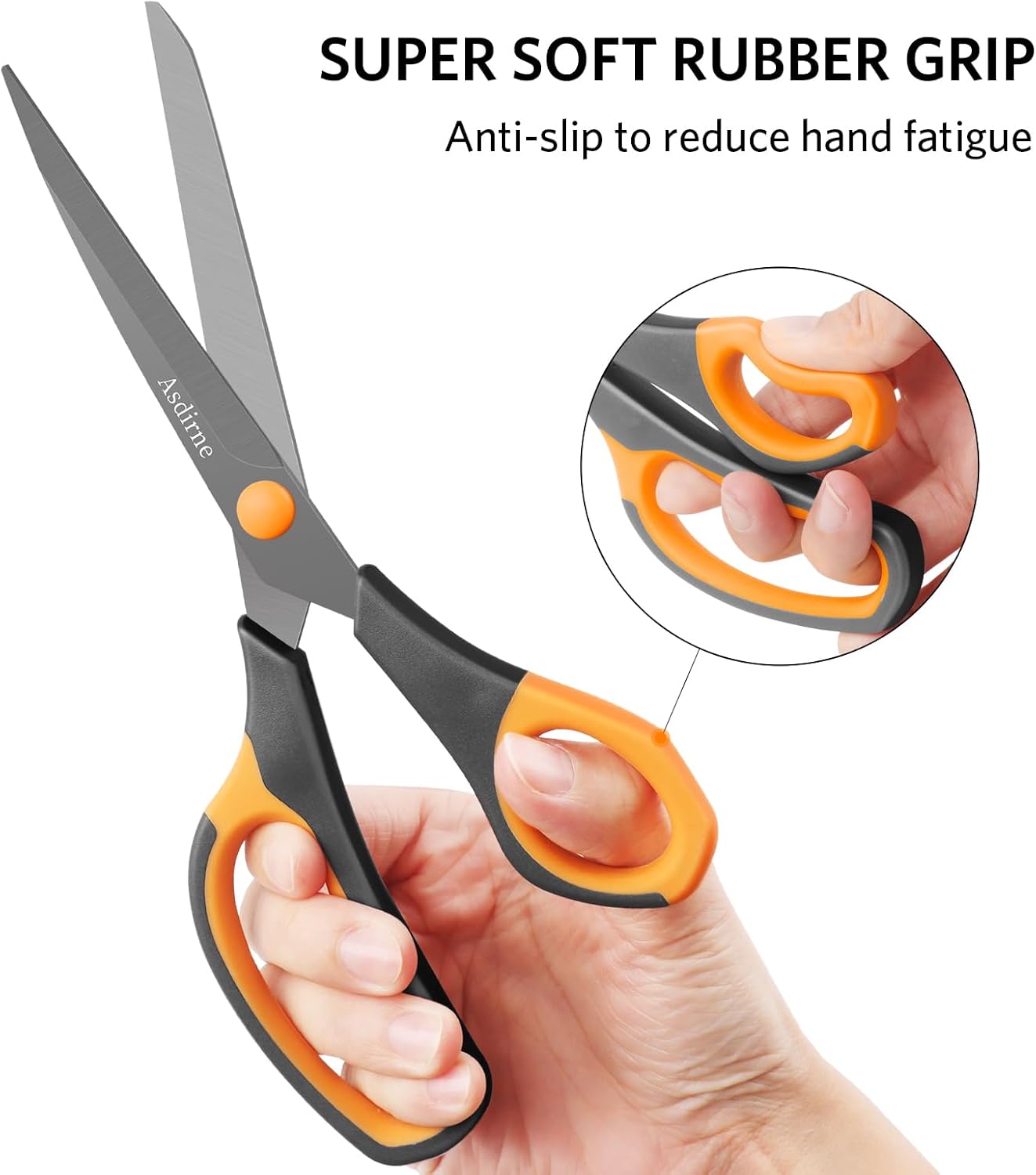 Titanium Scissors, Premium 8.6&#x201D; All Purpose Scissors, Ultra Sharp Stainless Steel Blades, Comfortable Grip, Great for Craft, Office, School and Everyday Use, Black/orange