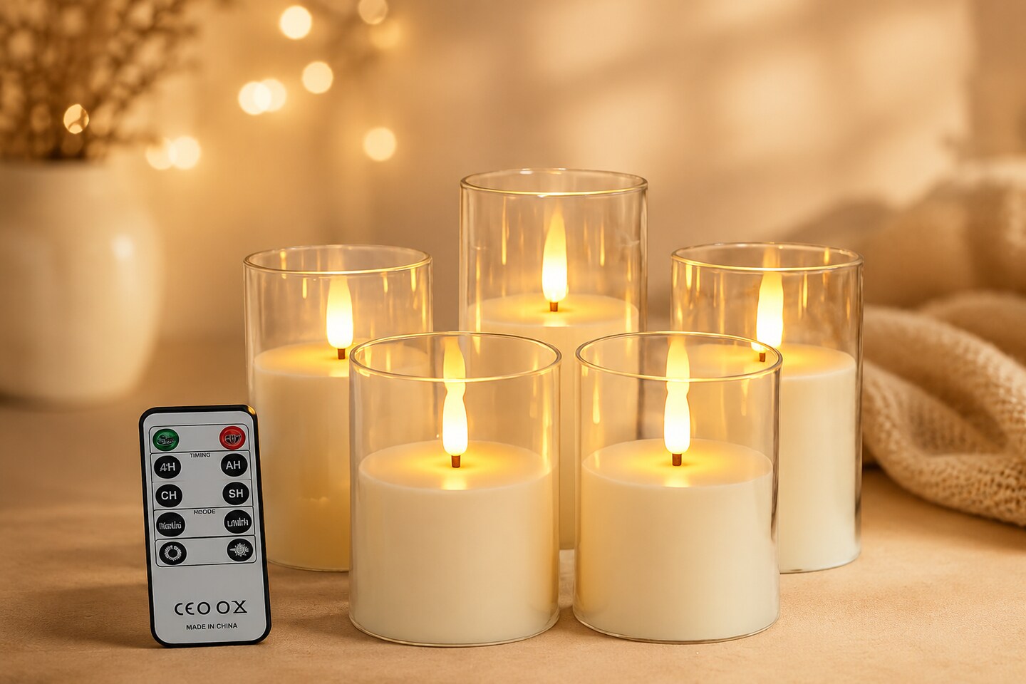 Designer's Shop CS-7202 Flameless LED candle Acrylic shell with Remote Control Timer. 5 pc packed, color : Clear