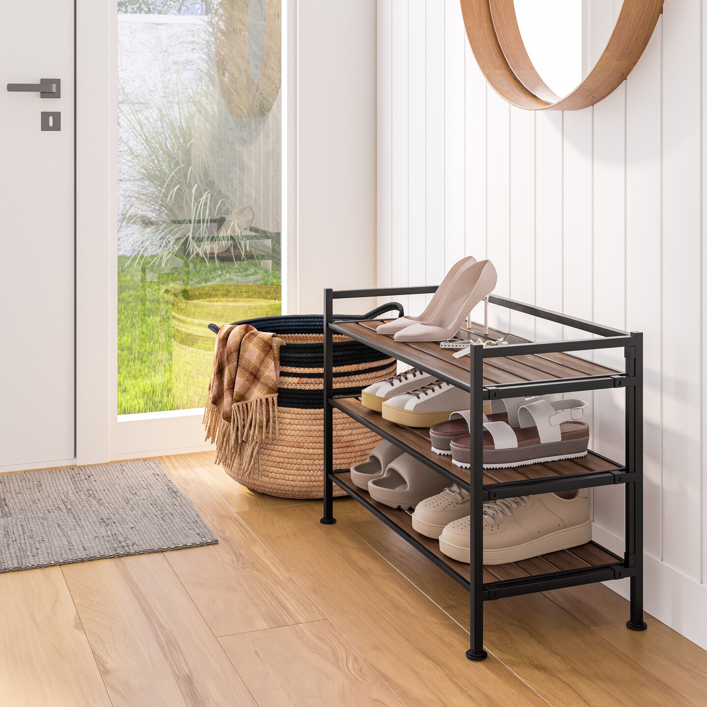Seville Classics 3-Tier HOME Resin Slatted Shoe Rack, 26.5” W x