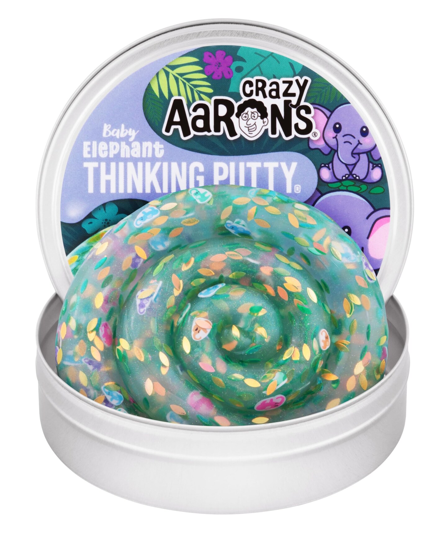 Crazy Aaron's Thinking Putty® - Baby Elephant - See-Through Sensory Putty for Kids and Grown ups in a 3.5" Tin - Creative and Endless Fun, Stress Relief Therapy Toys, Never Dries Out - Made in USA