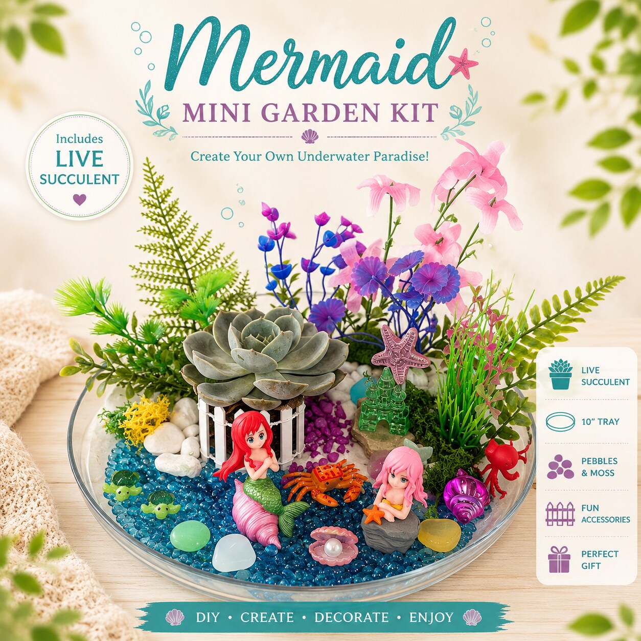 Create Your Own Mini Garden Kit Live Succulent Included Fairy